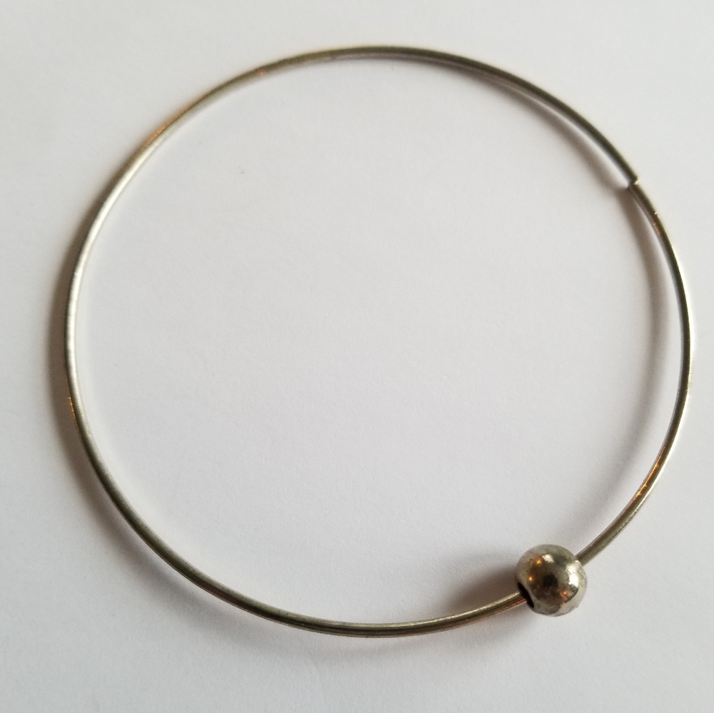 Vintage bracelet bangle sliding bead silver tone fidget spinner toy jewelry